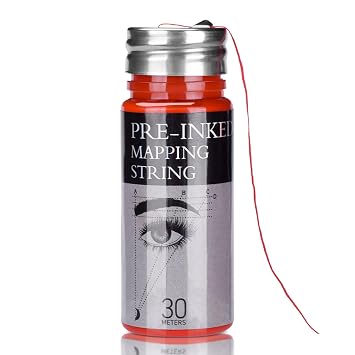 ATOMUS Eyebrow Mapping String 1 Bottle Pre-inked 30m98ft Microblading String for Brow Marking Measuring String for Eyebrow Makeup Red