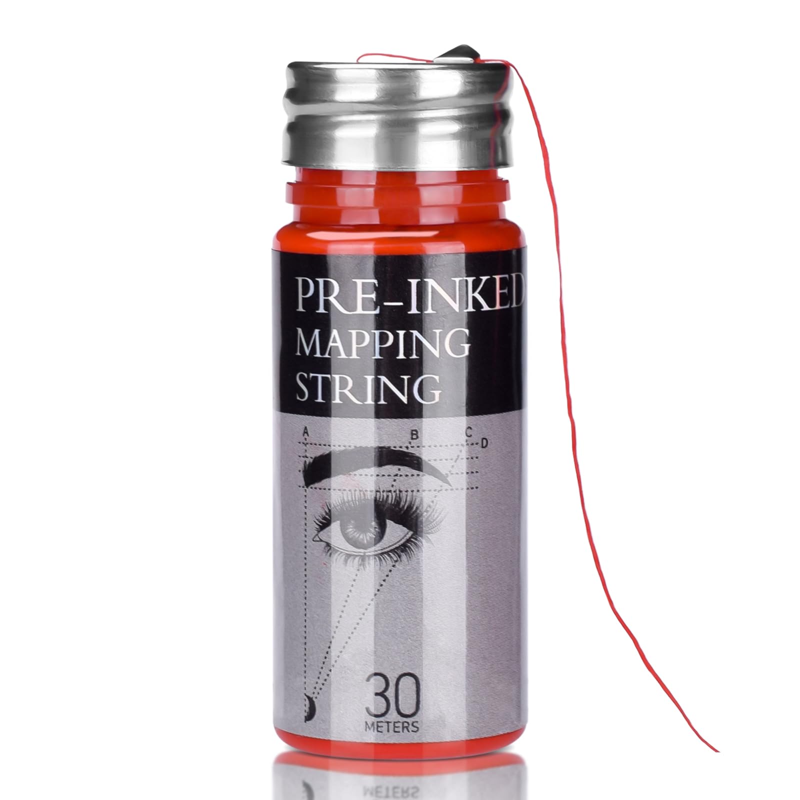 ATOMUS Eyebrow Mapping String 1 Bottle Pre-inked 30m(98ft) Microblading String for Brow Marking Measuring String for Eyebrow Makeup (Red)