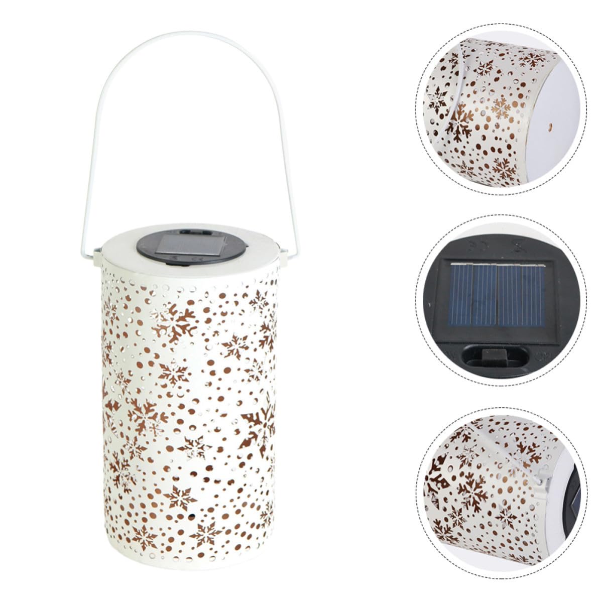 Lanterna Solare da Esterno in Ferro Bianco per Giardino e Cortile