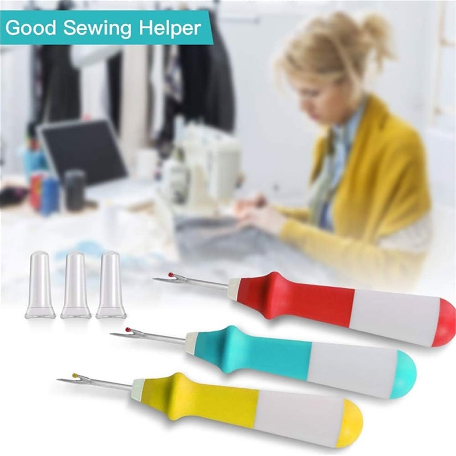 Destripadores de Costuras, 20 Piezas, Agarre ergonómico, Herramienta Colorida for Quitar Puntadas Hilo Grande for Manualidades Costura y eliminación dobladillos(Dark Blue)