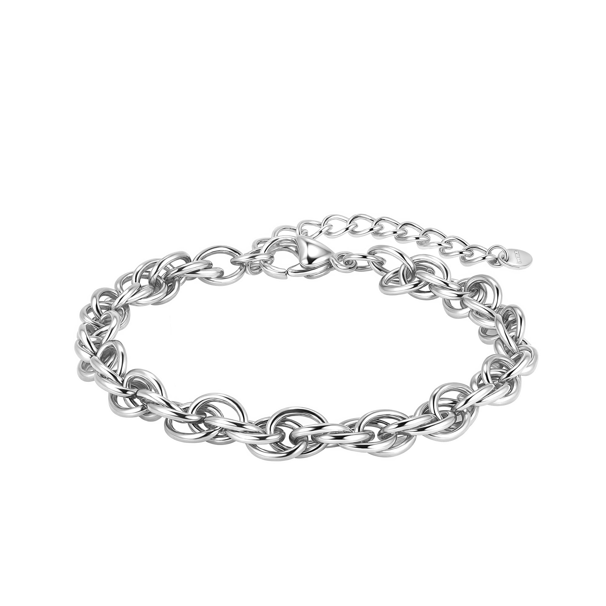 MISWOYI 14K Gold/Silver 316L Waterproof Stainless Steel Bracelet For Men, Cuban Chain, W:9mm, L:6.7"+2, Hypoallergenic Jewelry Anniversary Birthday