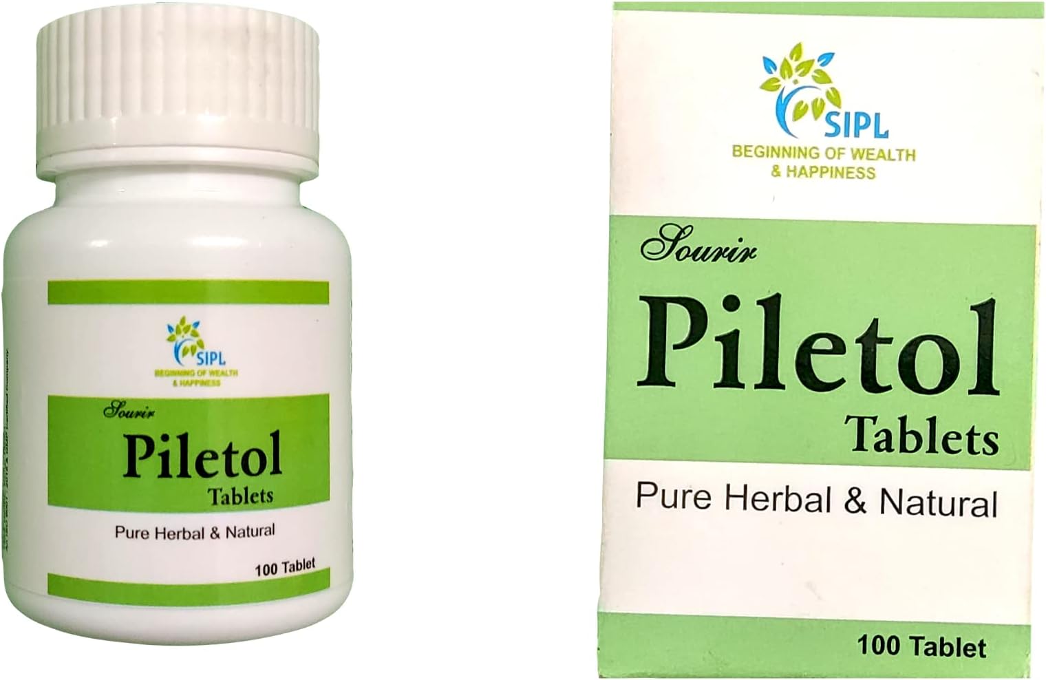 Sourir Piletol Tablet Pure herbal and Natural- Power of 3 Medicines - Safe & Natural, Clinically Proven, Ayurvedic Proprietary Medicine || India's #1 Medicine (100 Tablet)
