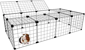 Cercado Gaiola Pet para Porquinho da Índia 60x120cm com Teto 30cm Altura Tela Aramada Malha de 5cm (Preto)