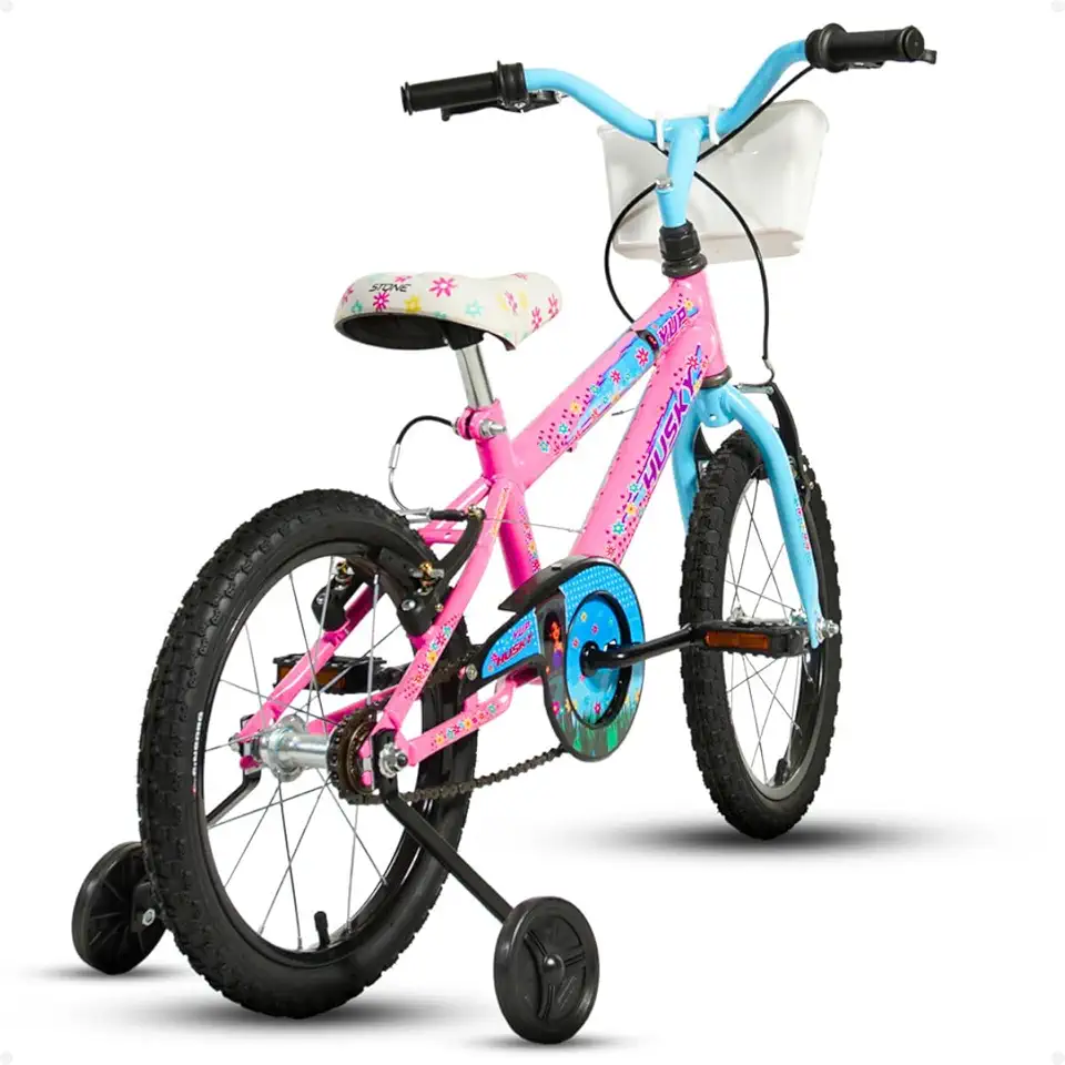 Bicicleta Infantil para Meninas de 4 a 7 Anos Aro 16 Feminina Princesas Rosa com Rodinhas e Cestinha