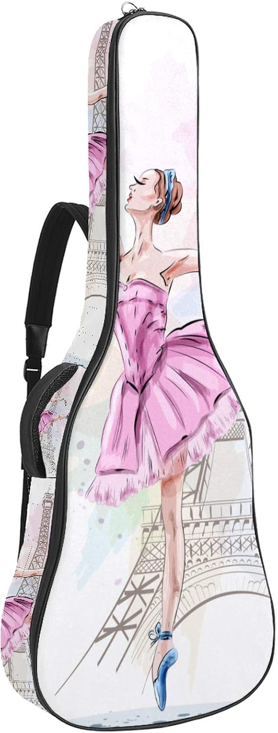 Carrozza ギターケース ソフト 女の子 バレーダンサー 塔 ギグバッグ アコースティックギターケース 手提げ リュック型 Anbx