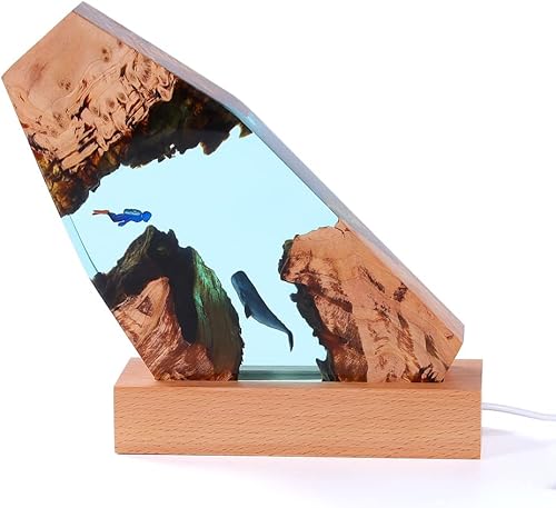 LmlJoo Obra de arte única hecha a mano para el hogar oficina decoración artística marina regalos para mujeres hombres amigos lámpara ambiental