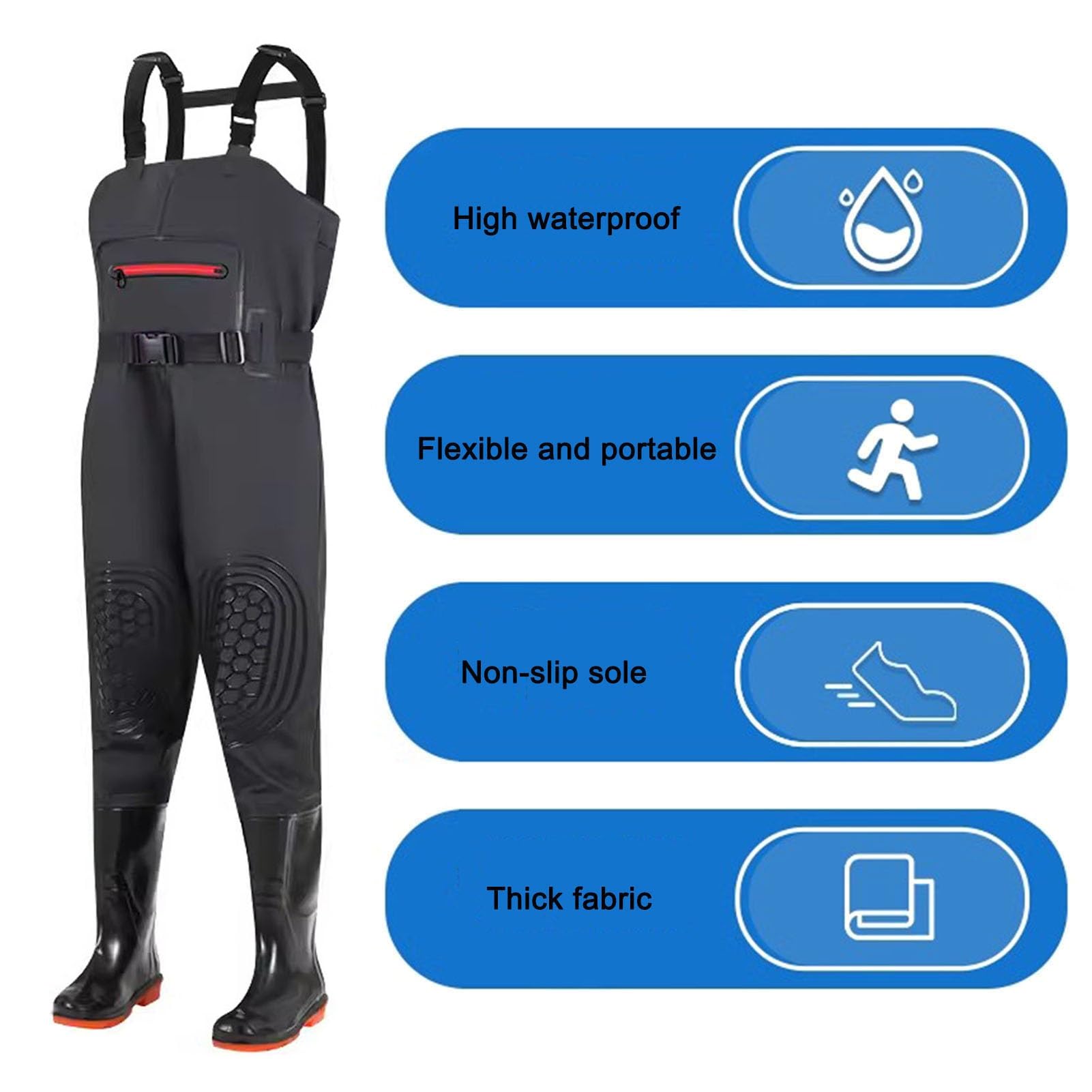 Waders Waders in PVC Spesso Impermeabili per Uomo e Donna, Pesca e Caccia, Wader Leggeri con Ginocchia a Doppio Strato