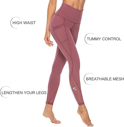 Miniatura 3 de Persit - Pantalones de yoga estampados para mujer con 2 bolsillos, cintura alta y control de abdomen, hechos de tela elástica en 4 direcciones que