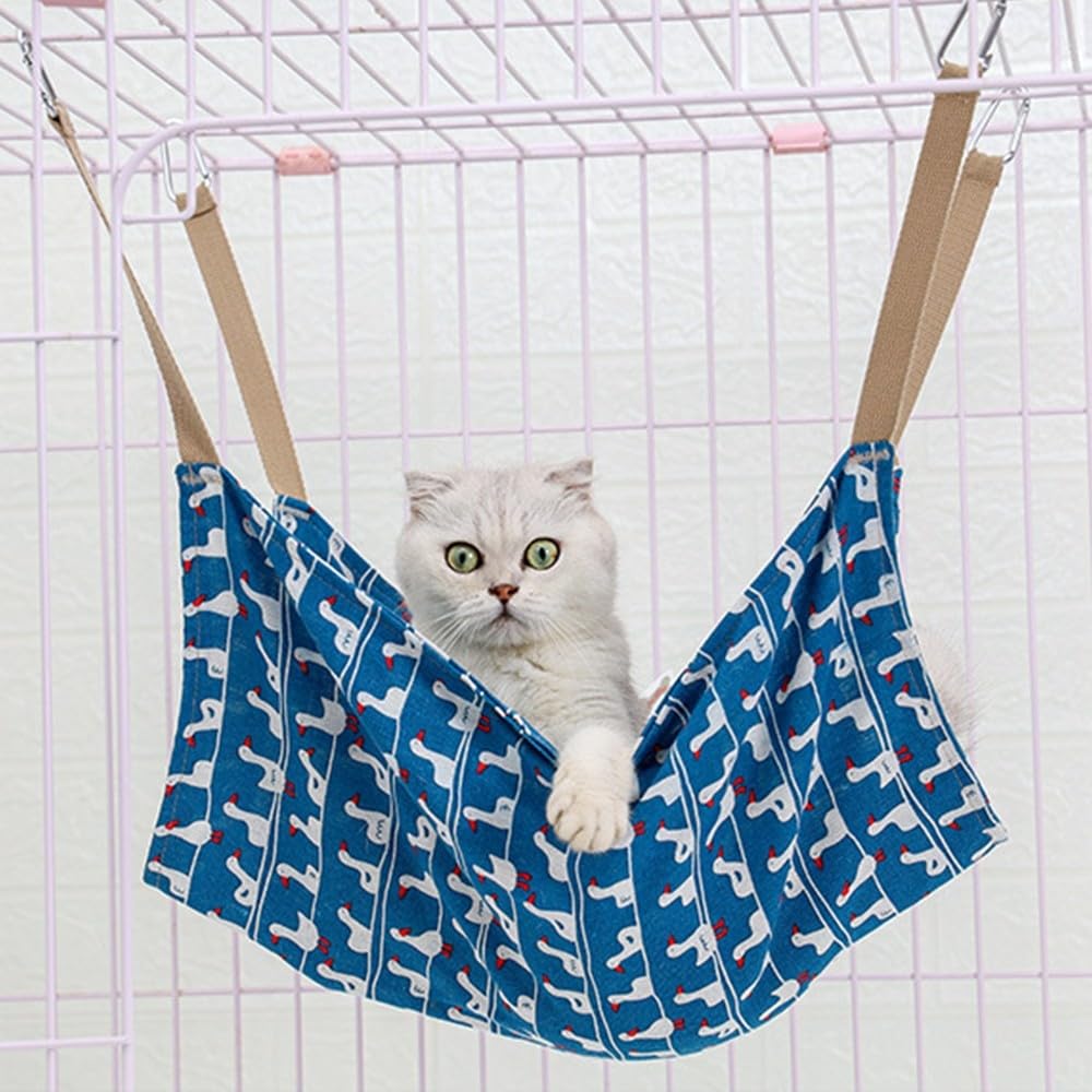 MiOYOOW Cat Hanging Hammock, Breathable Small Pet Bed House Summer Hamster Hanging Bed with 4 Hooks for Cat Rabbit Hamster Chinchillas - Image 4