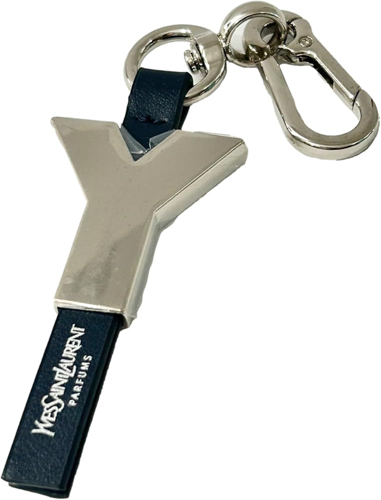 Yves Saint Laurent YSL Y (Navy Blue & Silver) Key Ring (2899) at