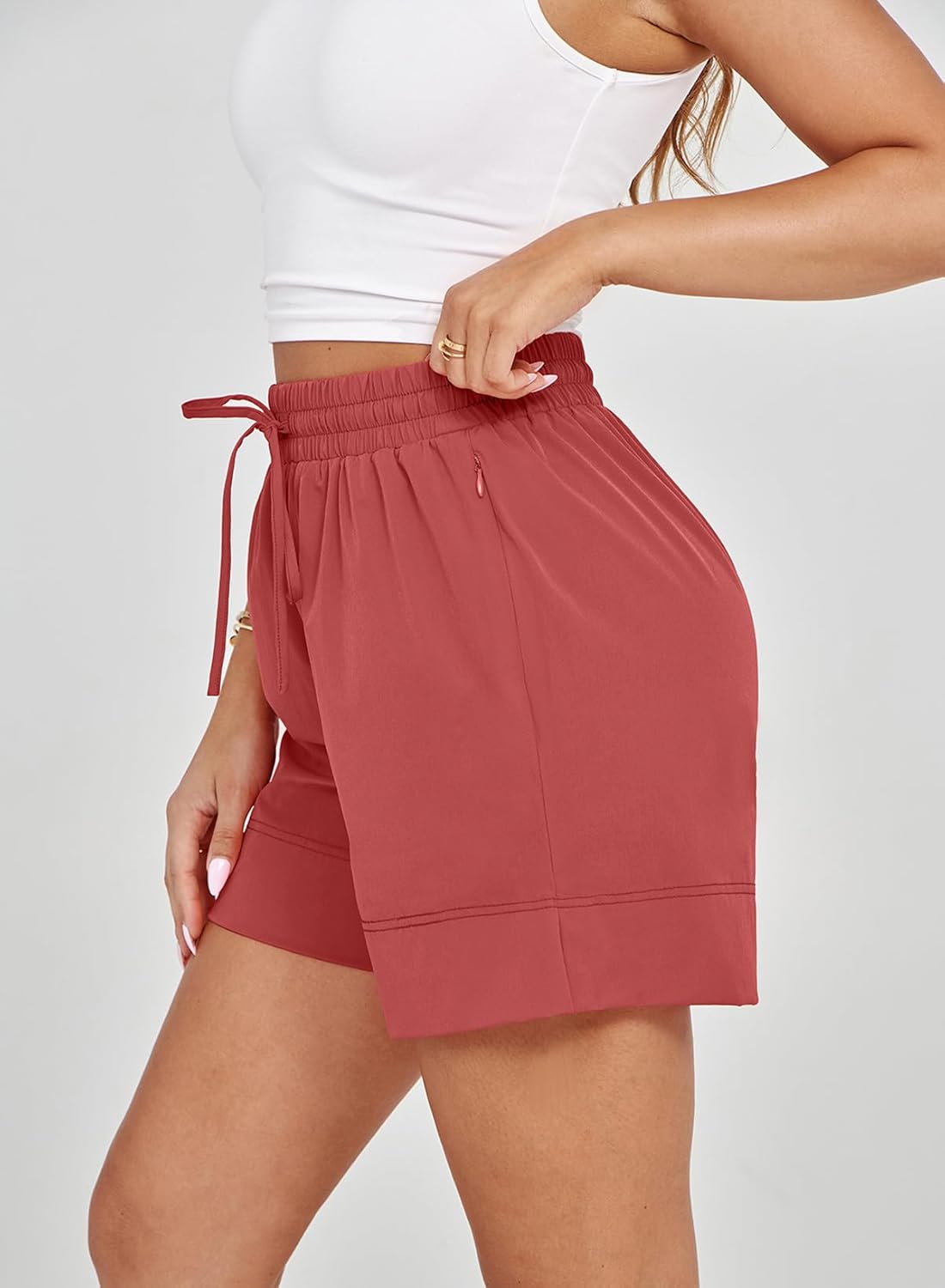 Dokotoo Womens Shorts Athletic Shorts for Women Quick Dry Gym Workout Summer Outfits Running Zipper Pocket High Waisted - Image 4