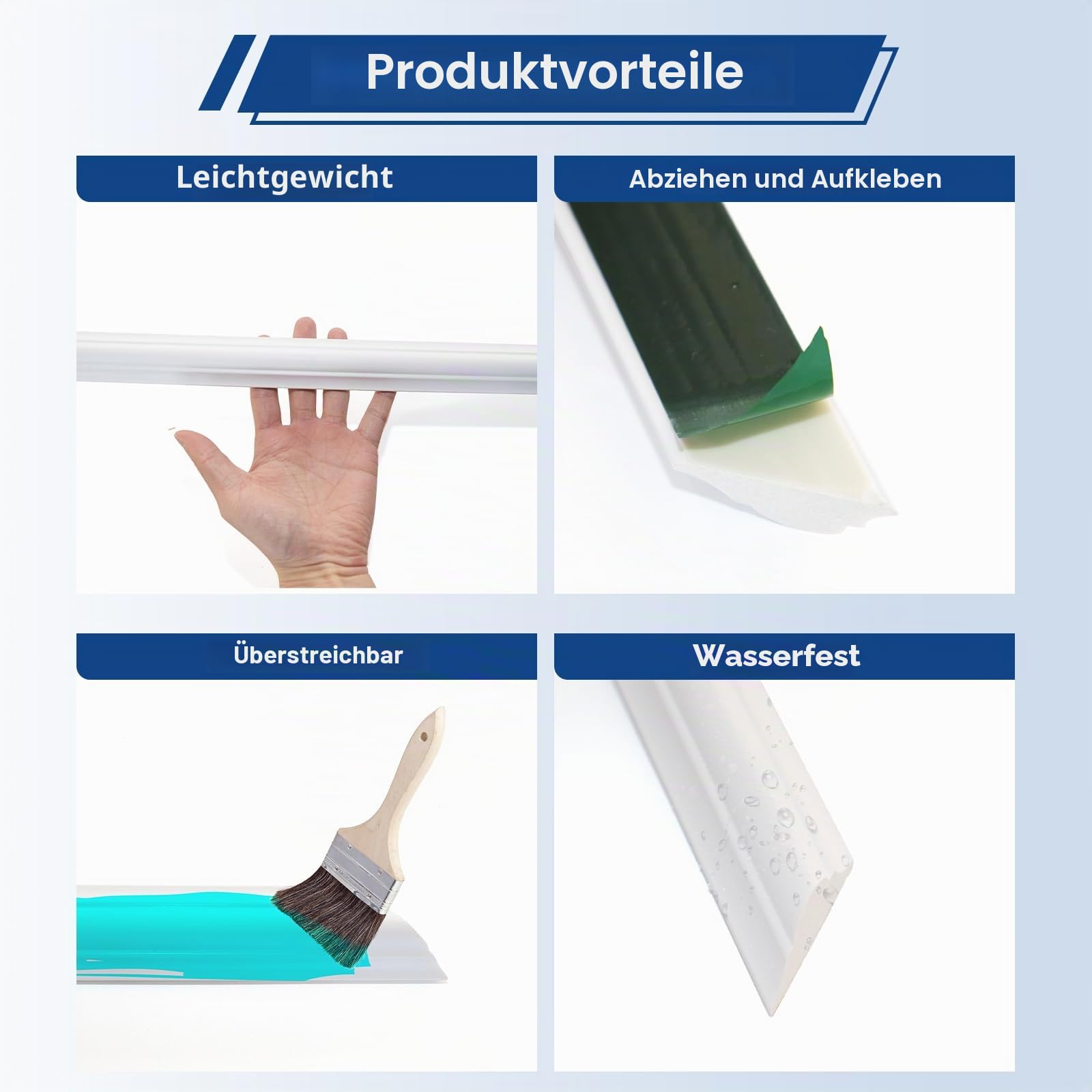 NeatiEase Selbstklebendes Stuckleisten Wandform-Set, 6 Rahmen, 4.3cm Breite Luxe Architectura Wandleistenrahmen, Akzent-Zierleiste für Innenwände Heimdekoration, Stil 2