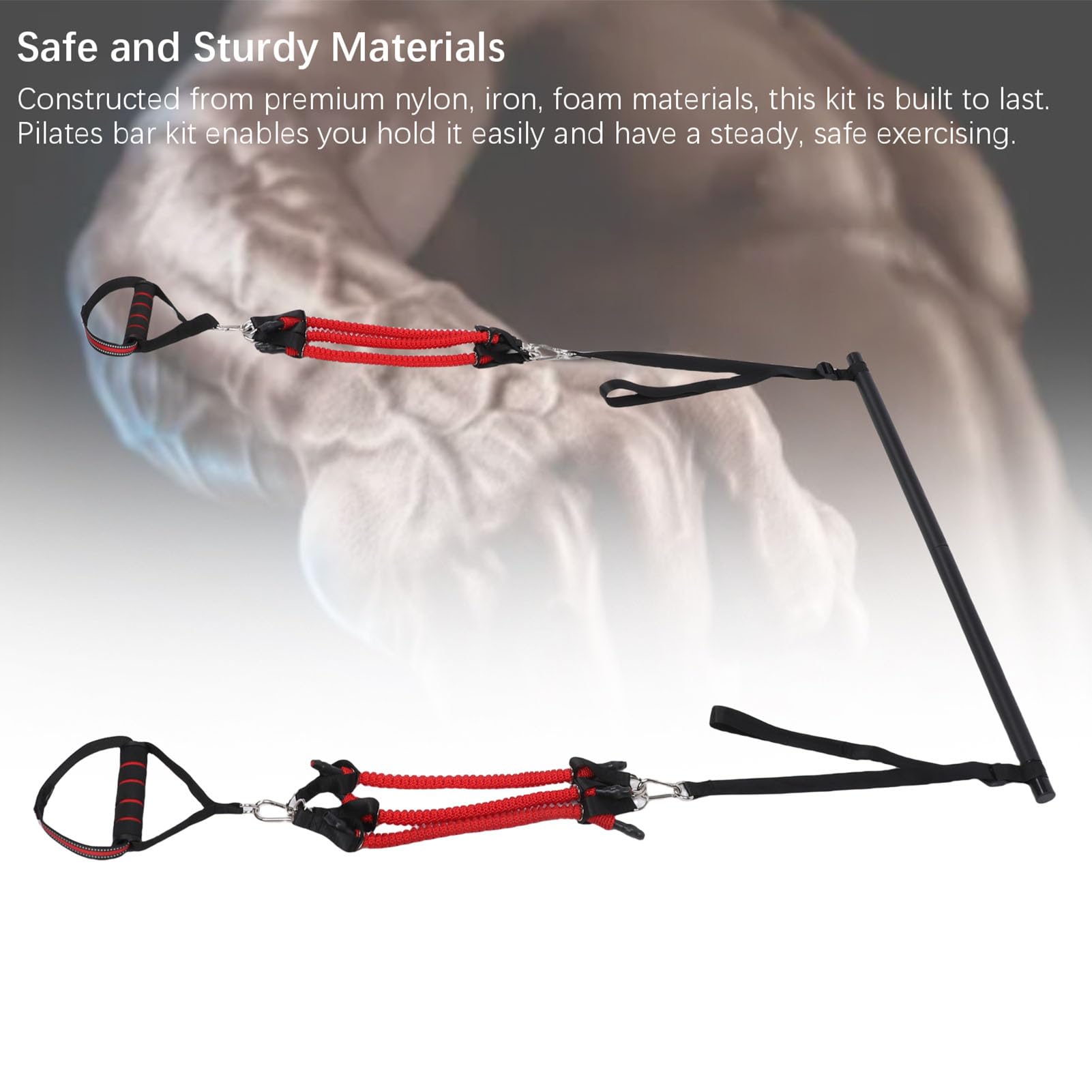 RiToEasysports Kit de Barra de Tonificación de Pilates Ajustable con Bandas Elásticas, Equipo de Entrenamiento de Cuerpo Completo para Gimnasio en Casa, Juego de Palos de Pilates Portátil para