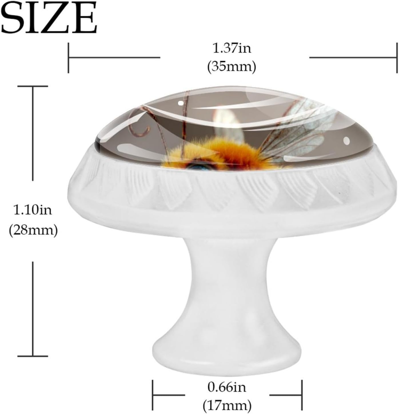 Black Bee (12) Decorative Cabinet Knobs, Crystal Glass Drawer Pulls with Screws for Kitchen Bathroom Dresser Cupboard Wardrobe