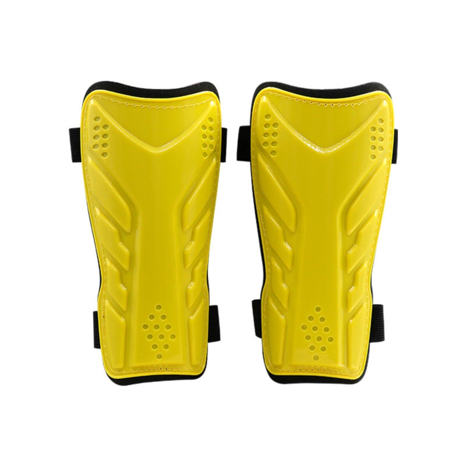 2 Pieces Double Strap Leg Protectors Anti-Collision Soccer Leg Guards with Straps Hook and Loop Closure EVA Shin Guards for Matches, Training Yellow Children-image-37