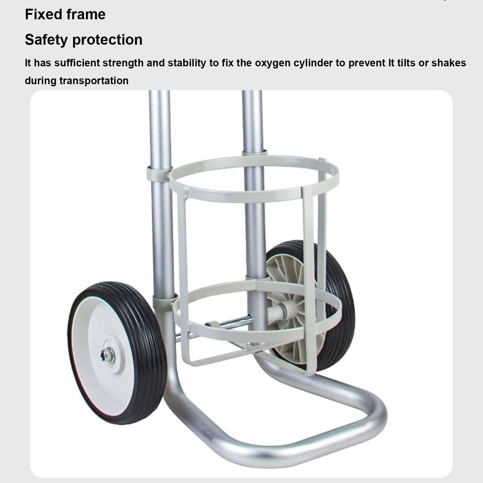 Genérico Carro portátil con Ruedas para bombona de oxígeno, Soporte metálico para una Sola bombona, Transporte de bombona de oxígeno de aleación de Aluminio Ligero con Cadenas de Seguridad, Ideal par