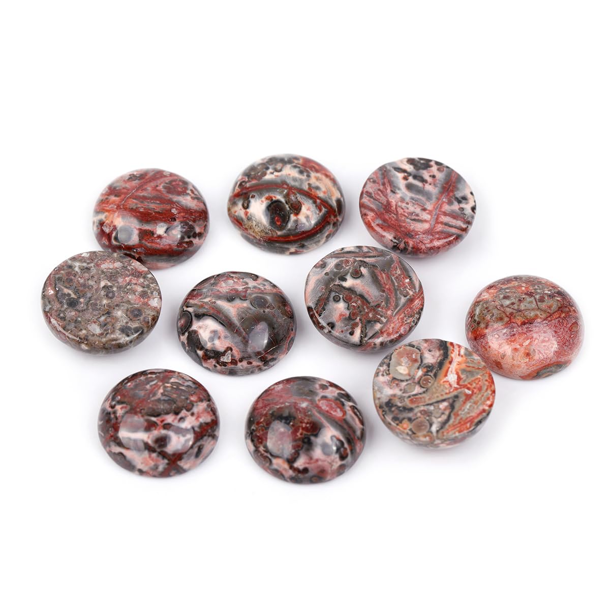 GEM-Inside 5Pcs 16mm Pink Skin Texture Jasper Cabochons Stones Beads for Jewelry Making Bezels Tennis Statement Jewelry