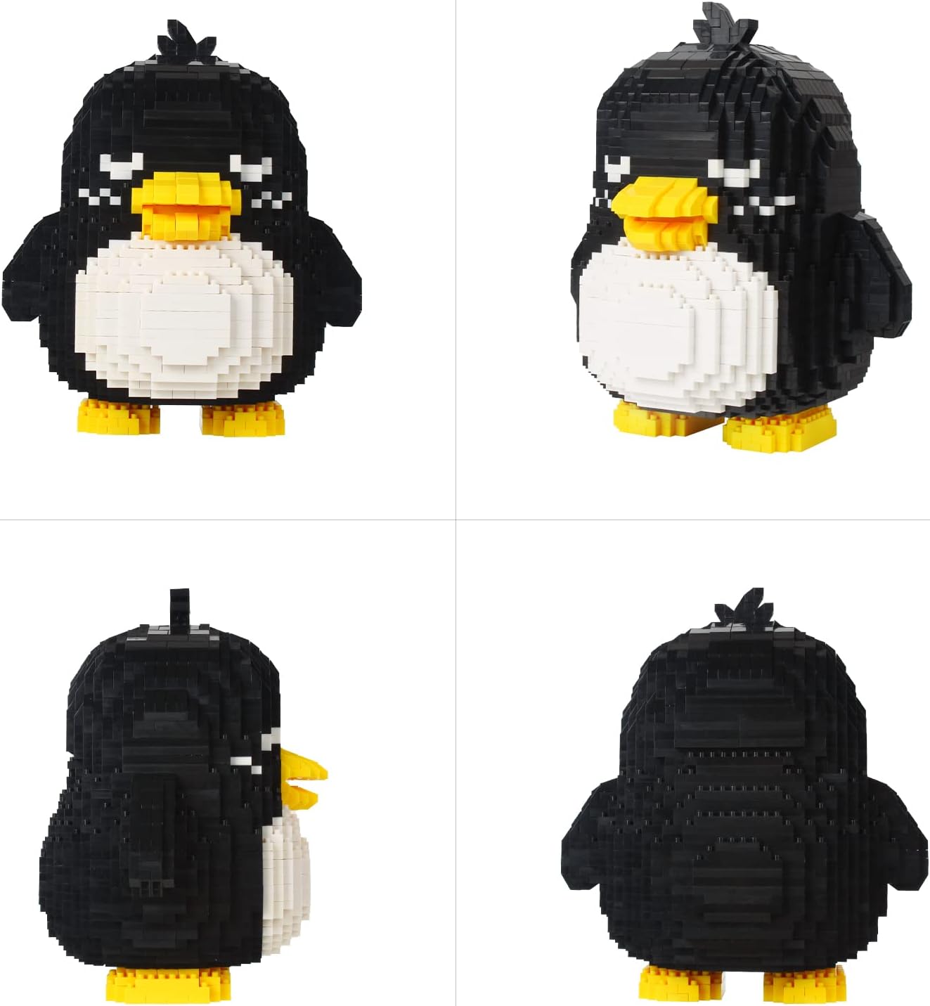 Multiple views of the assembled Larcele Penguin Micro Building Blocks model