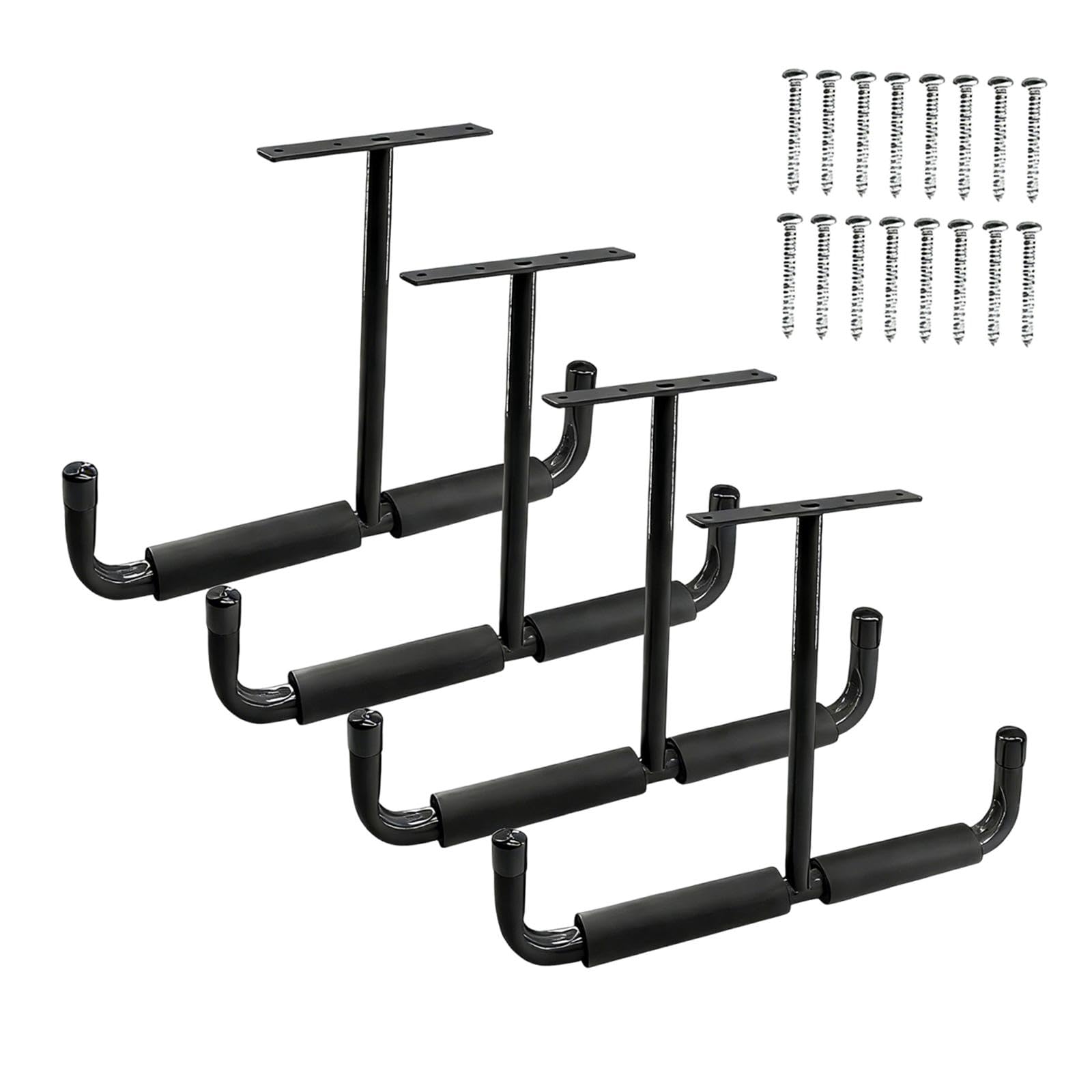 predolo 4x Gancio per garage sospeso Gancio per appendere al soffitto multiuso per in legno, Nero