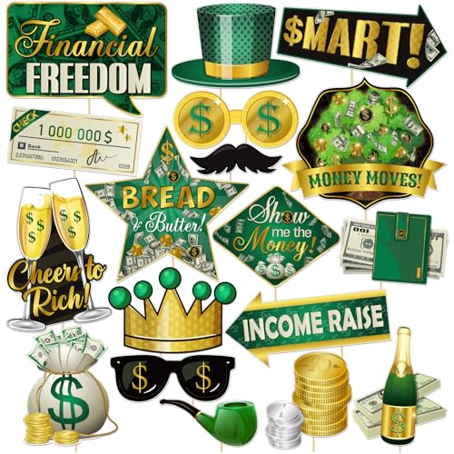 Money Theme Photo Booth Props, Dollar Cash Selfie Props for Birthday Wedding Bachelorette Bride