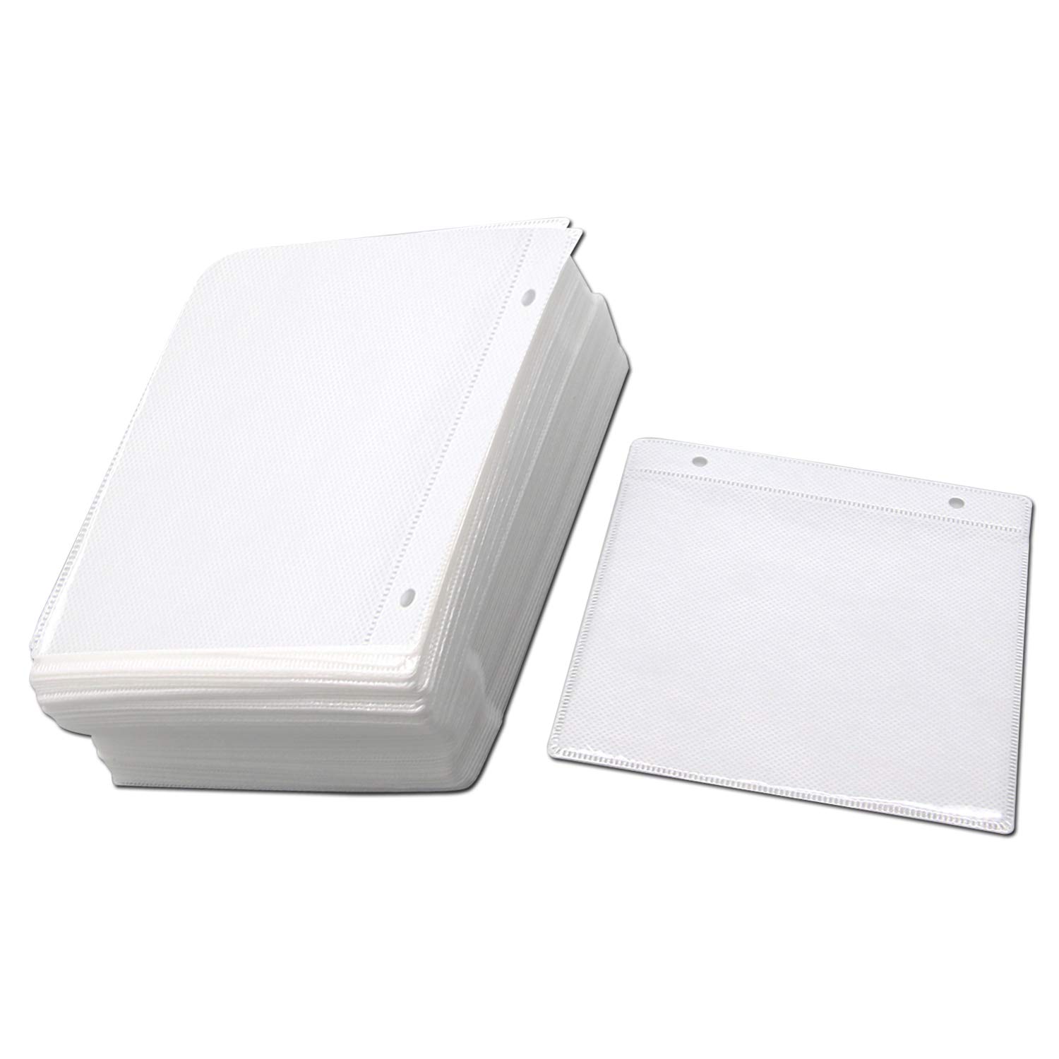 Tulead 100pcs Double Sided Binder Sleeves CD DVD Sleeves Non-Woven Disc Sleeves White