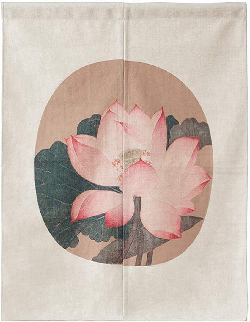LIGICKY Japanese Style Noren Doorway Curtain Thick Tapestry for Home Decoration 85 x 120cm (Vintage Lotus Flower)