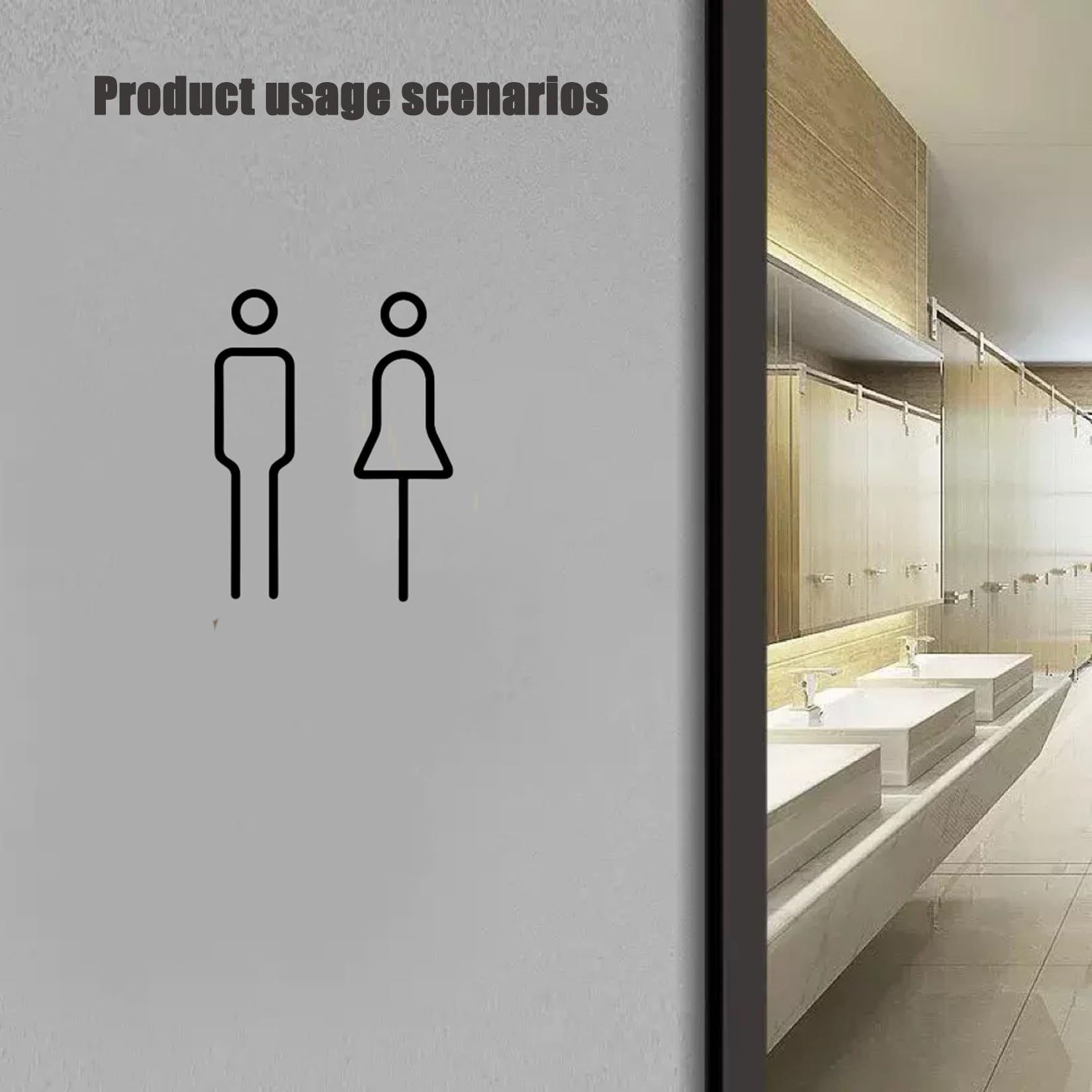 Nowoczesna tabliczka WC samoprzylepna, dla mężczyzn i kobiet, samoprzylepna tabliczka na drzwi do łazienki, hotelu, restauracji, kawiarni, biura i obszarów publicznych (czarna)