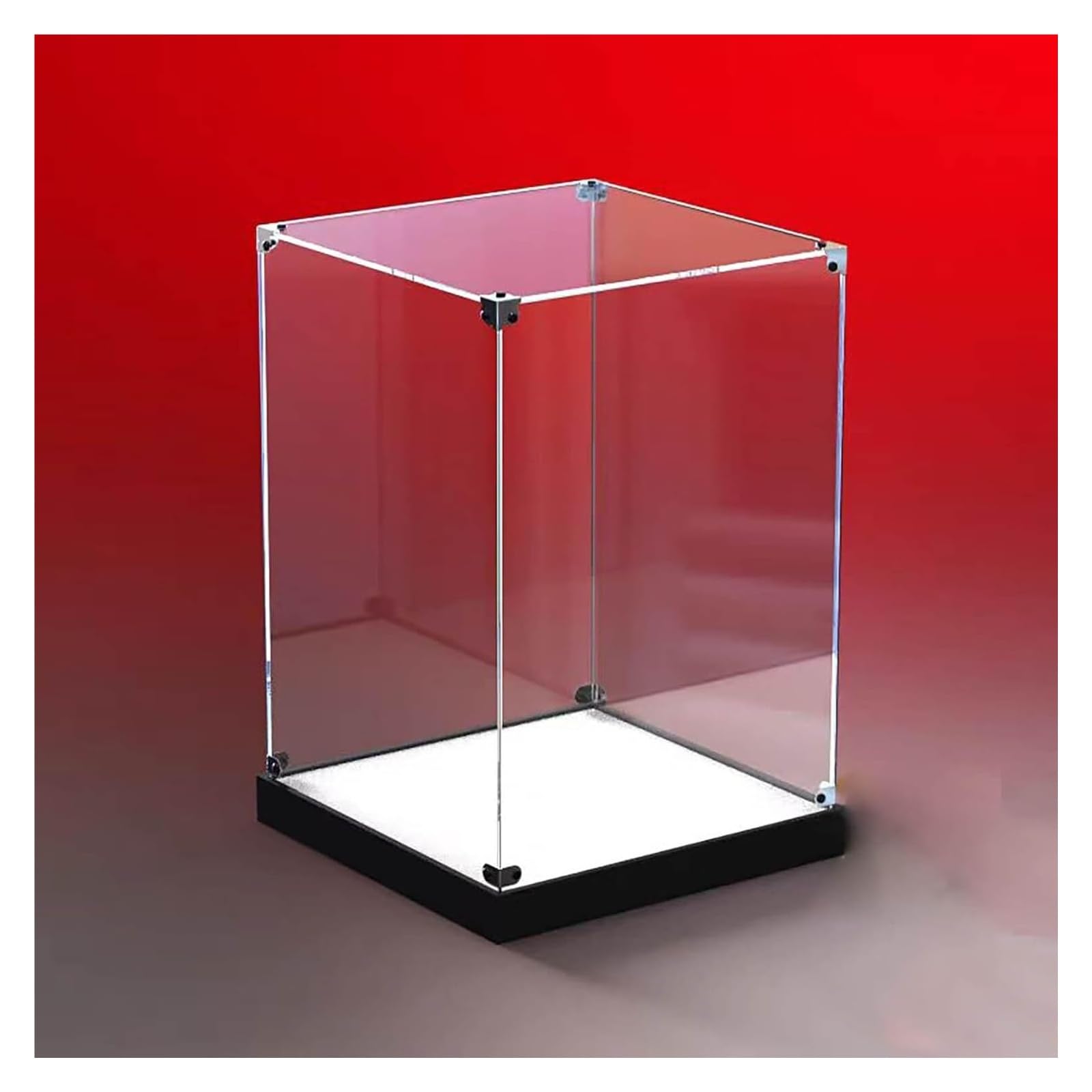 Clear Plastic Showcase, Transparent Acrylic Display Case With Wood Base For Figures Multiple Sizes(55x55x20cm(22"x22"x8"))