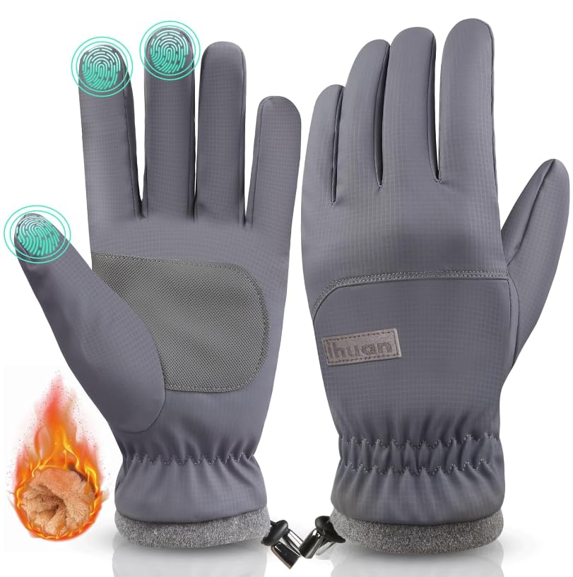 ihuan Thermo Fahrradhandschuhe Herren Damen -Warme WinterHandschuhe Touchscreen Wasserdicht Winddicht rutschfest Sporthandschuhe für Radfahren, Laufen, Skifahren, Wandern