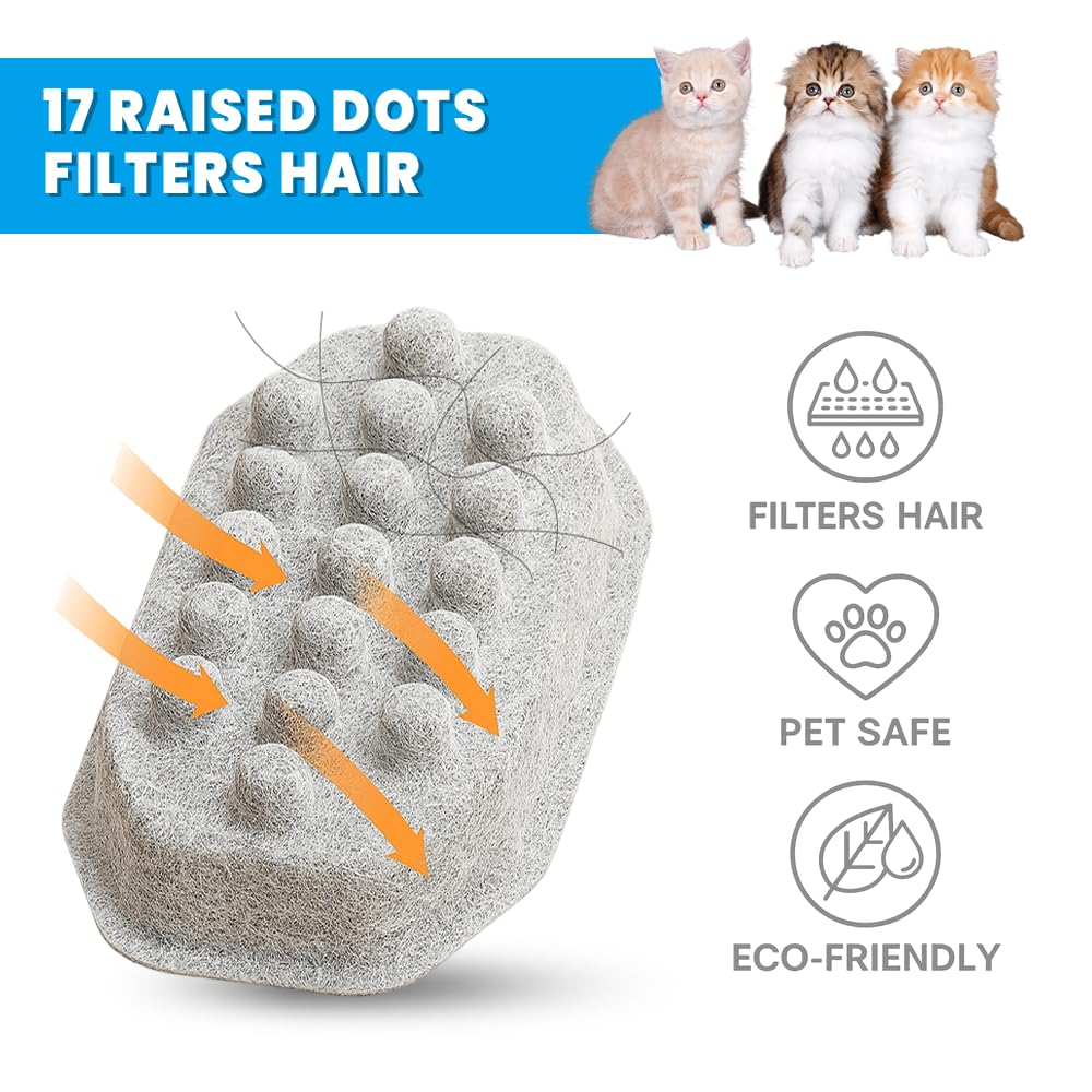 24 PCS Cat Water Fountain Filter for 108oz/3.2L Stainless Steel Dispensers – 12 Pack Replacement Filters for Pet Fountains – 12 Carbon + 12 Sponge – Improves Water Quality & Reduces Odors - image 5