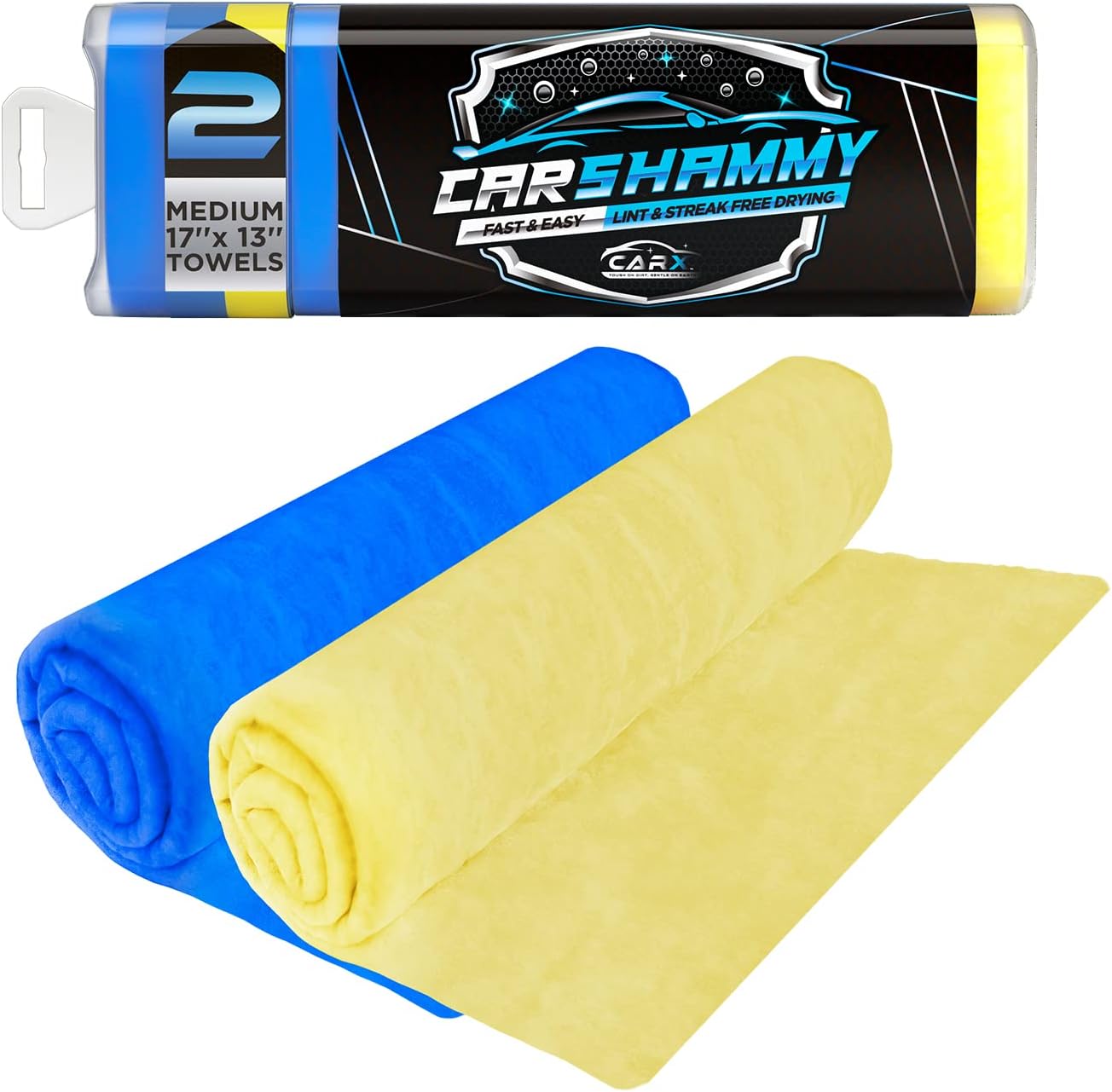 CarX Car Shammy Towel 17" x 13.5", Super Absorbent and ScratchFree Car Drying Towel