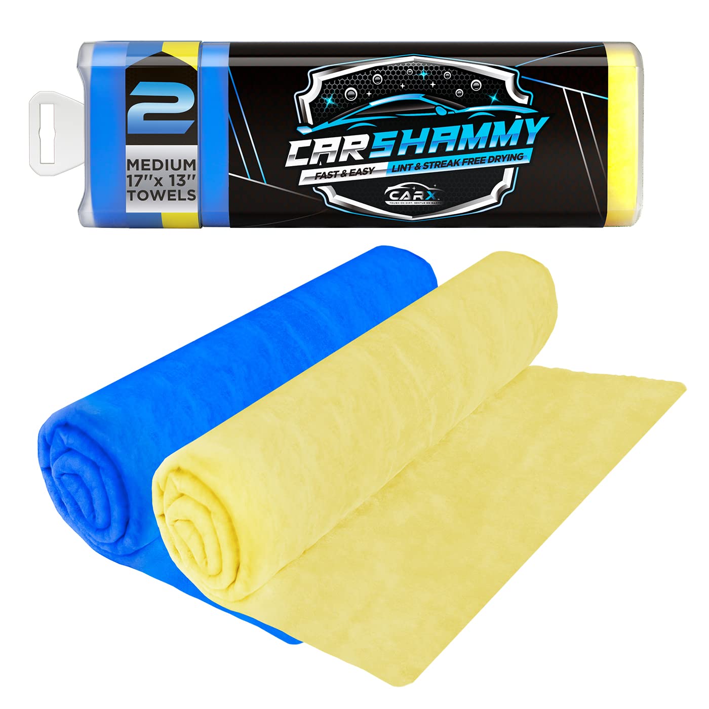 Carx Blue Car Shammy Towel 17" X 13.5", Super Absorbent And Scratch-Free Car Drying Towel - Chamois Cloth For Car