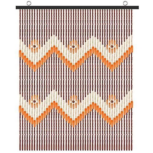 Osunnus 51' Short Bamboo Beaded Curtain for Doorway Window Valance Curtains 60 Strands Handmade...