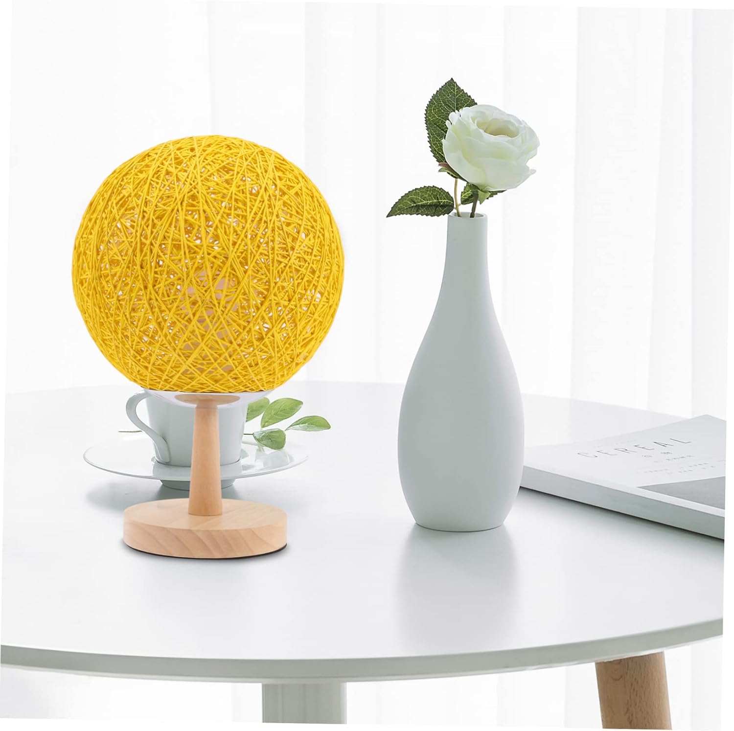 Gadpiparty Rattan Ball Night Lamp Led Boys and Girls Night Light for Bedroom Rattan Table Lamp Decorative Desktop Light for Teenage Girls