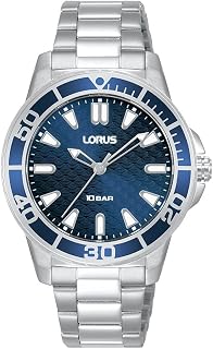 LORUS Damen Analog Quarz Uhr mit Metall Armband,Silberblau
