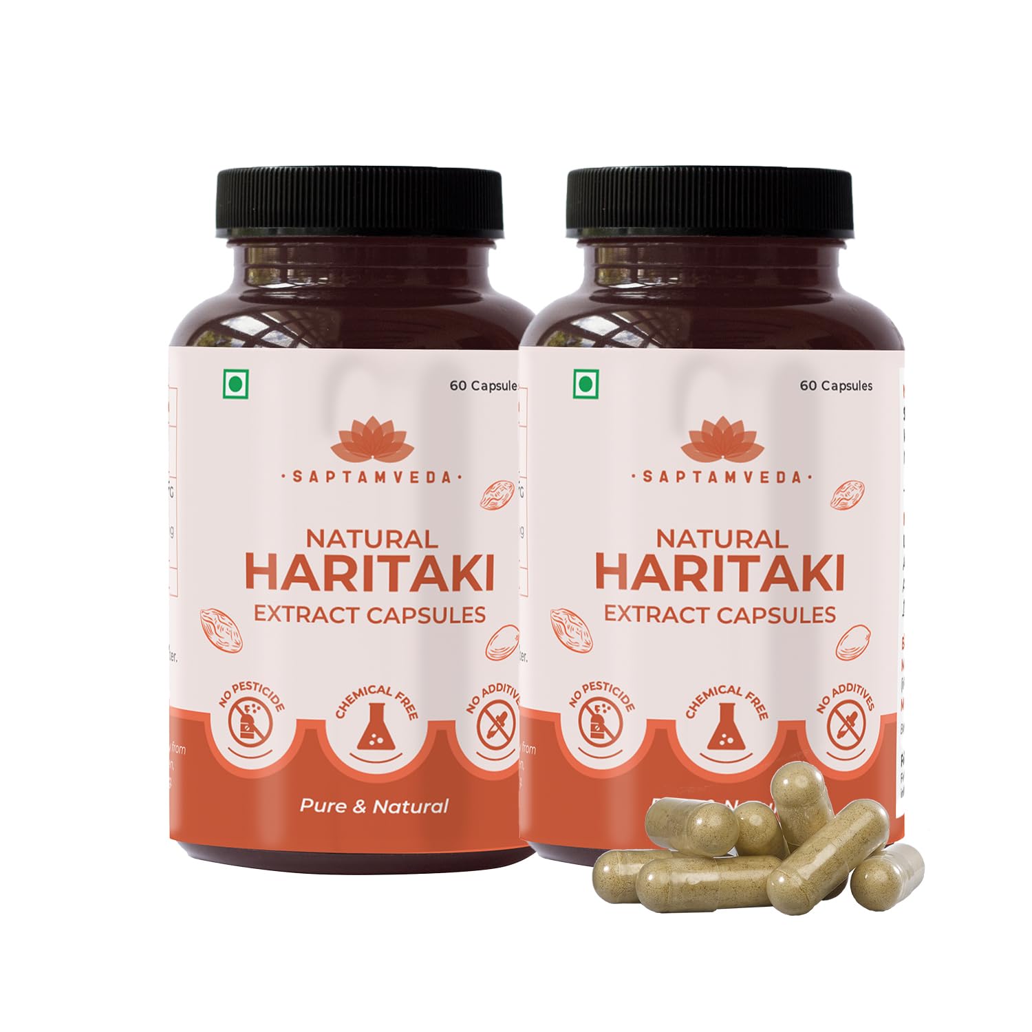 Saptamveda Natural Harad/Haritaki Powder Capsules 500mg 60 Capsules