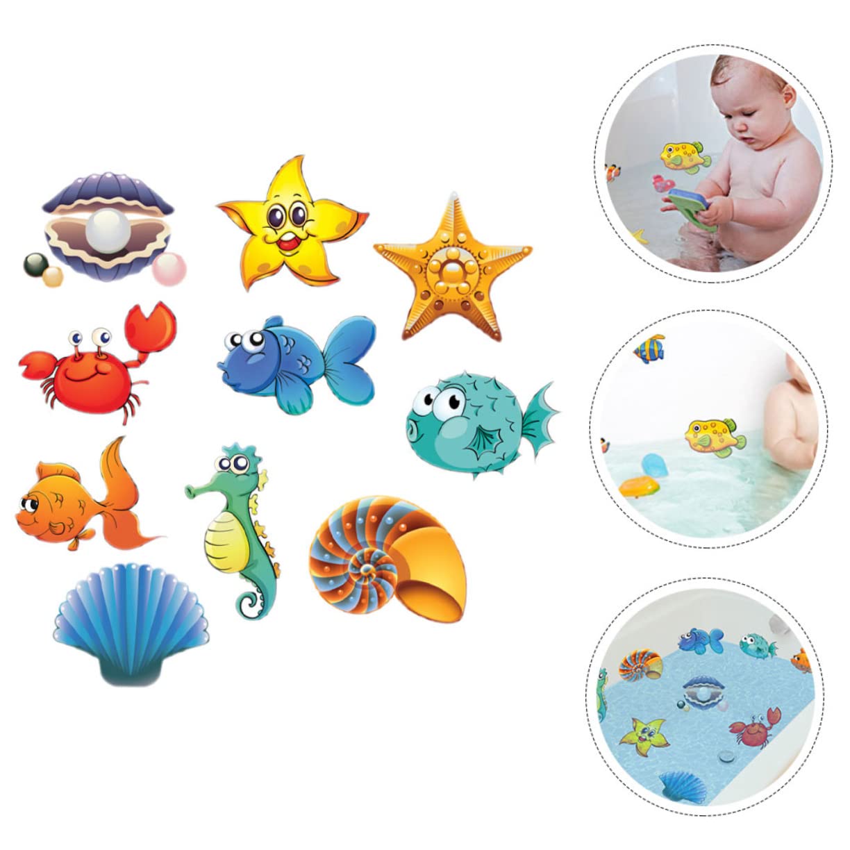 GLEAVI 2 Juegos Calcomanías Antideslizantes para Bañera Marinas Stickers Decorativos Impermeables para Seguridad
