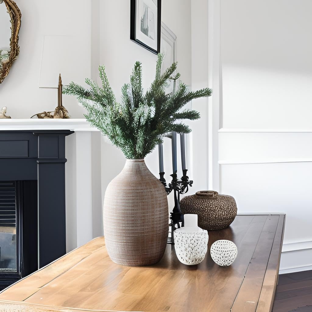 ALMA 9 in Narrow Mouth Terracotta Vase for Pampas Grass|Rustic Vases for Modern Farmhouse |Ceramic Boho Vase for Coffee Table Decor, Entryway Table, Bookshelf, Mantel Decor