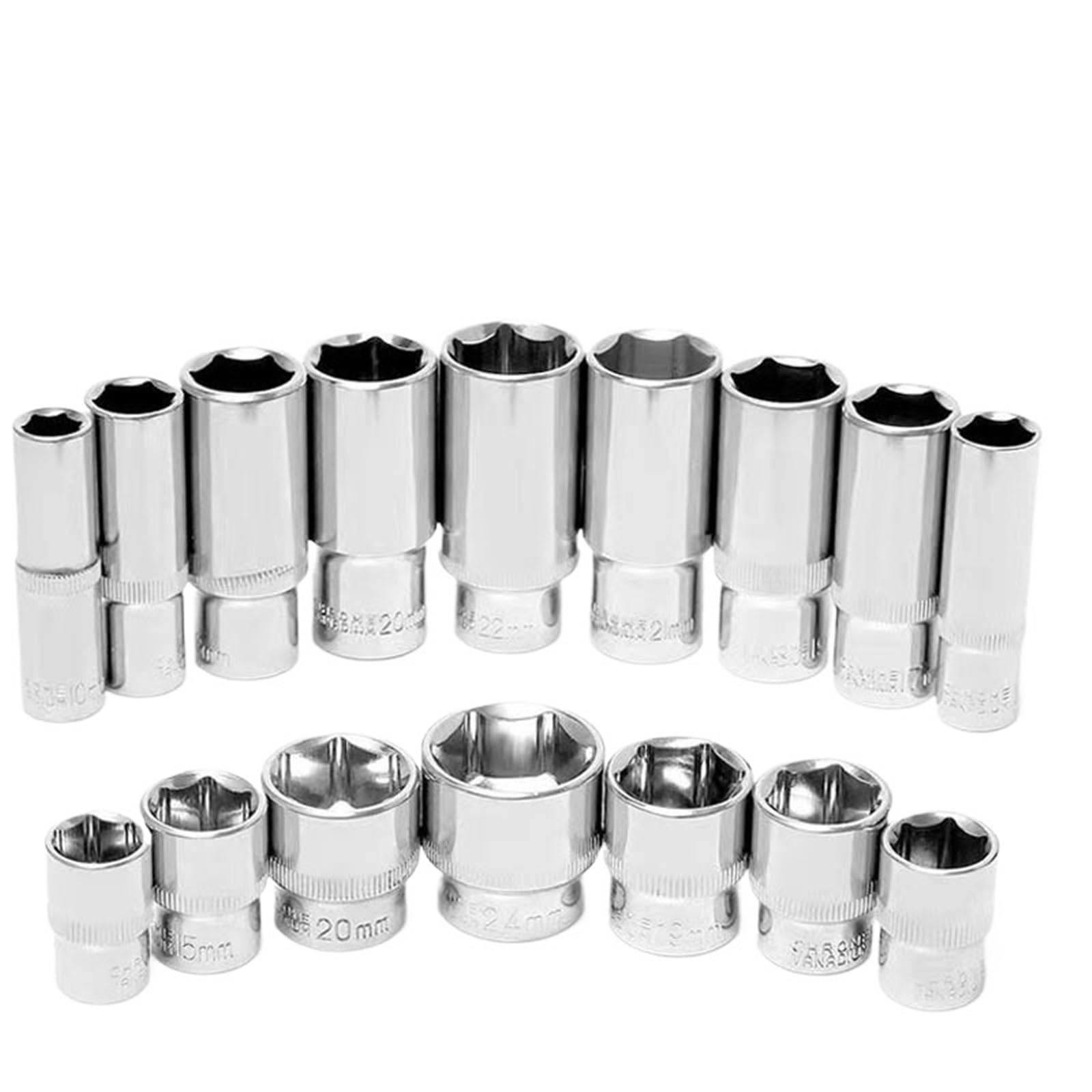 Nasadka sześciokątna 3/8" Głowica klucza Metryczne mmmirror Zestaw 6-punktowych nasadek antykorozyjnych Zestaw przedłużek(63mm Length,23mm-1pcs)