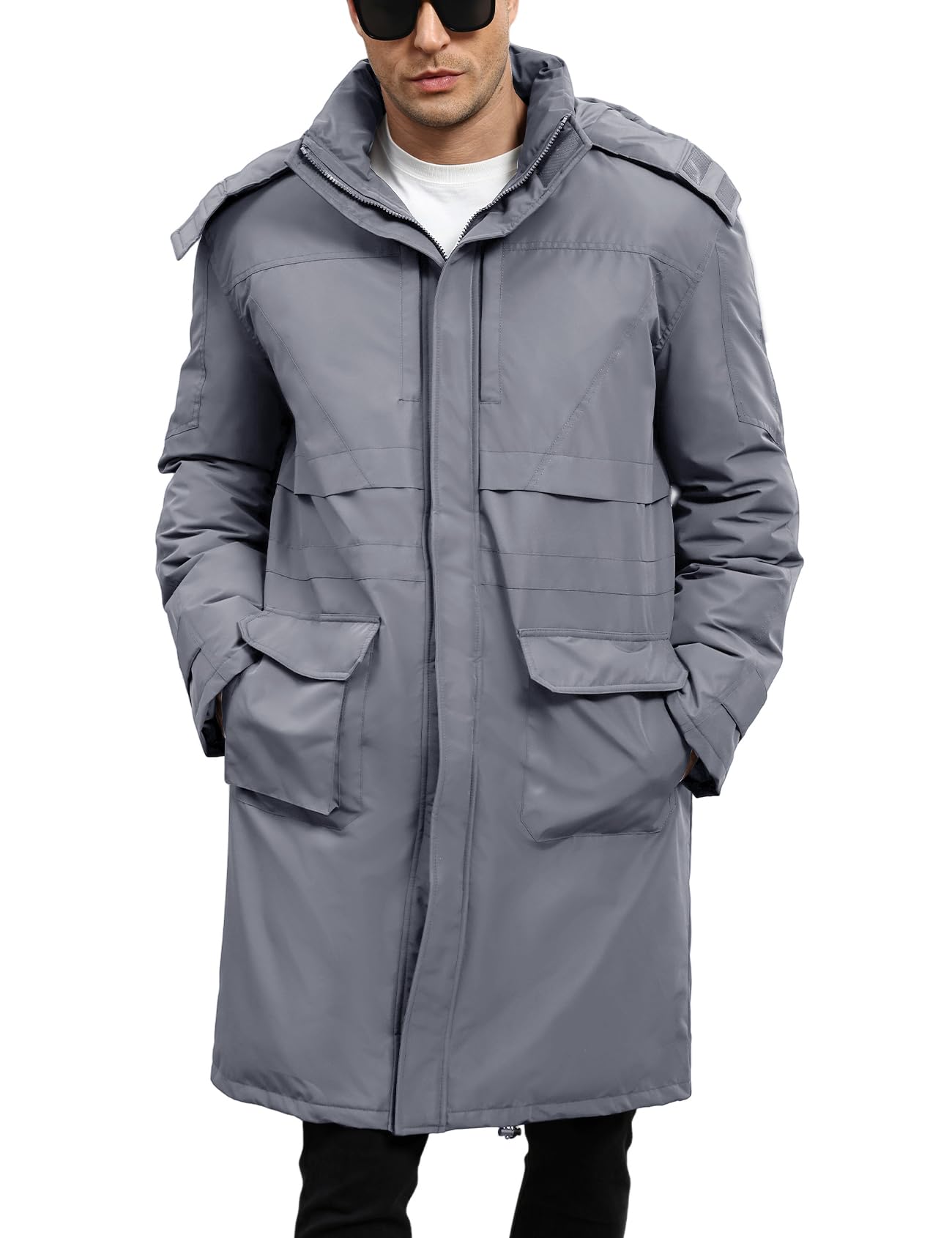 Wyeysyt Mens Long Winter Coats Parka Warm Hooded Quilted Puffer Jacket Thicken Water-Resistant Heavy Outerwear
