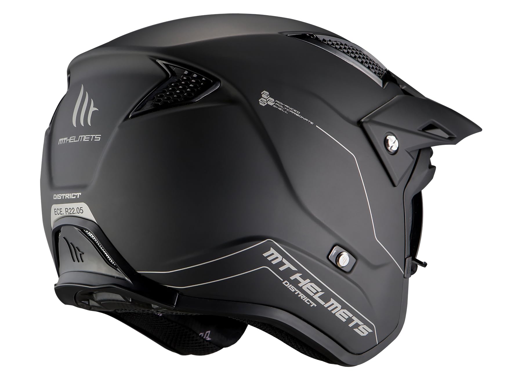 MT Helmets District SV S Casco Moto Trial Urbano Visor Solar Retráctil Interior Lavable Homologado ECE 22.06 DOT
