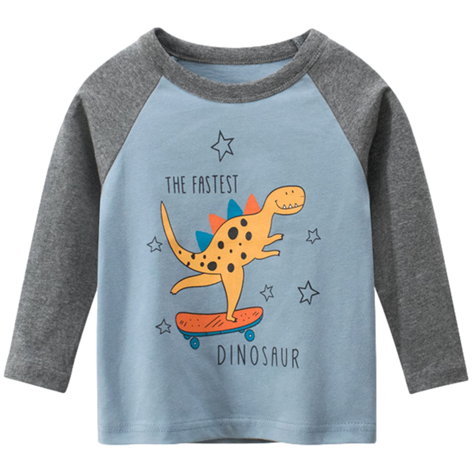 amropi Dinosaurio T-Shirt Bebé Niños Pack de 3 Camiseta de Manga Larga Algodón Tops para 1-8 Años