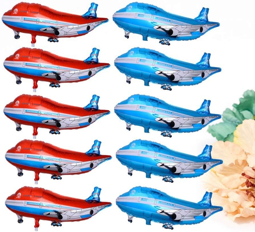 NUOBESTY 10pcs Foil Airplane Balloons Mylar Balloons Plane Theme Birthday Decorations for Birthday Baby Shower Wedding Party Decoration - Image 3