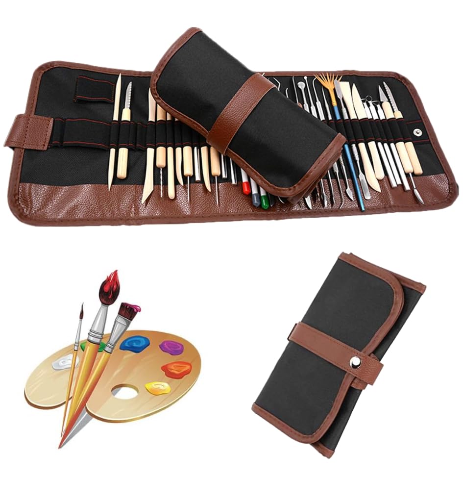 Fyearfly Estuche De Almacenamiento Para Pinceles De Pintura,Bolsa Enrollable Para Pinceles,Tela Oxford Lápiz De Color Para Bocetos Caja De Herramientas De Pintura Portátil Hecha A Mano