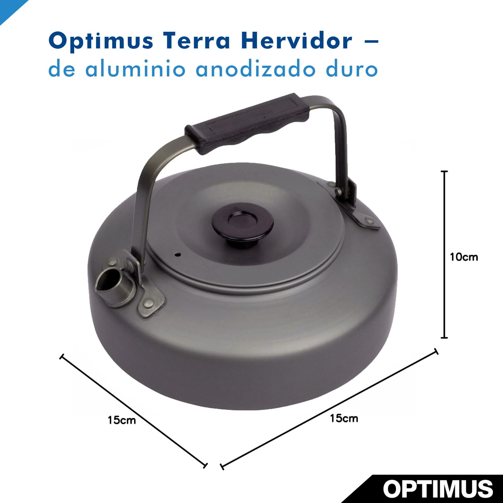 Hervidor Optimus Terra – Hervidor ultraligero para camping fabricado en aluminio anodizado duro | Capacidad de 0,7 L | Ideal para actividades al aire libre y senderismo