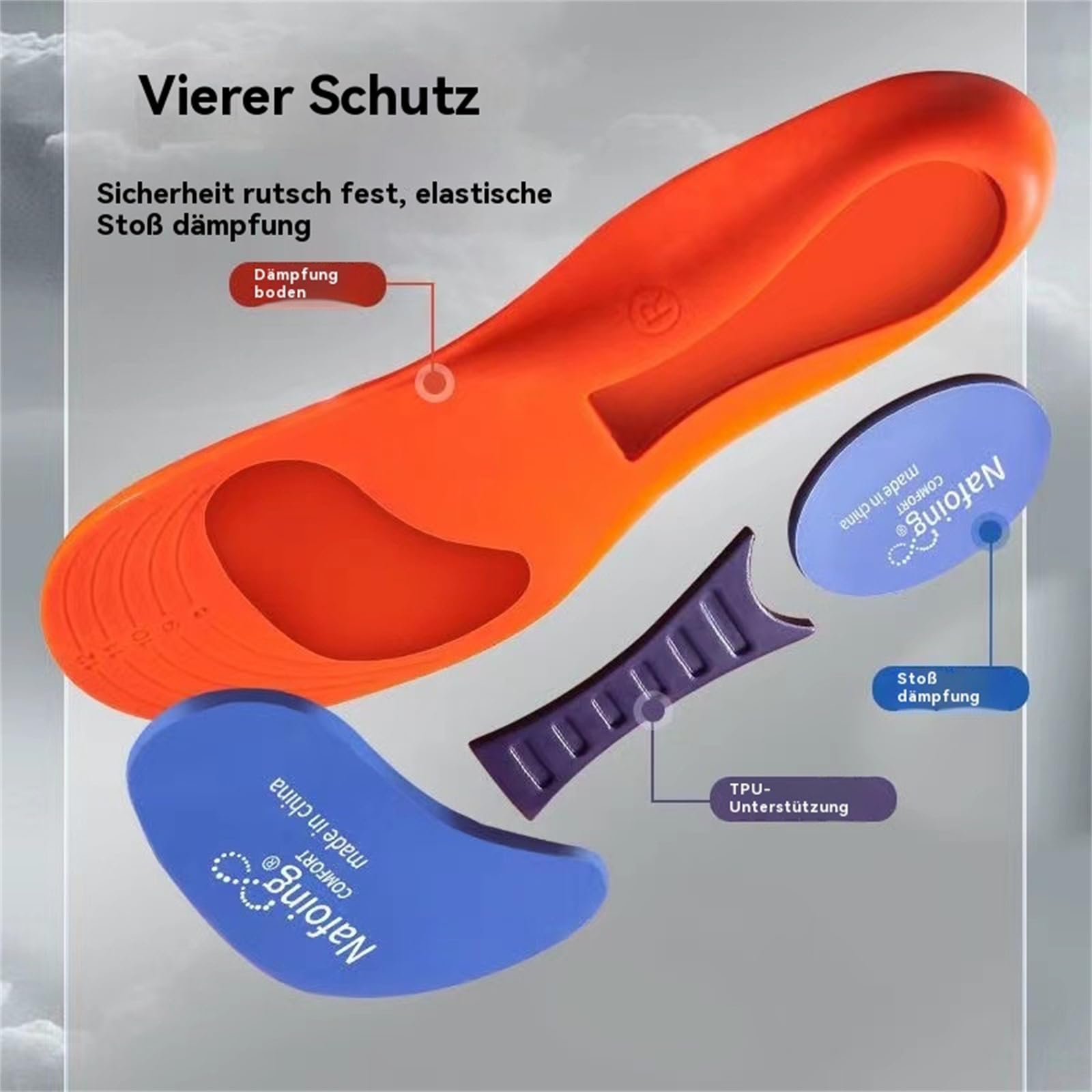 Comfysole, Comfysole Original, plantilla para fascitis plantar, plantillas ortopédicas cómodas, soporte para arco del pie, alivia la presión (2 pares de naranjas, 45-46)