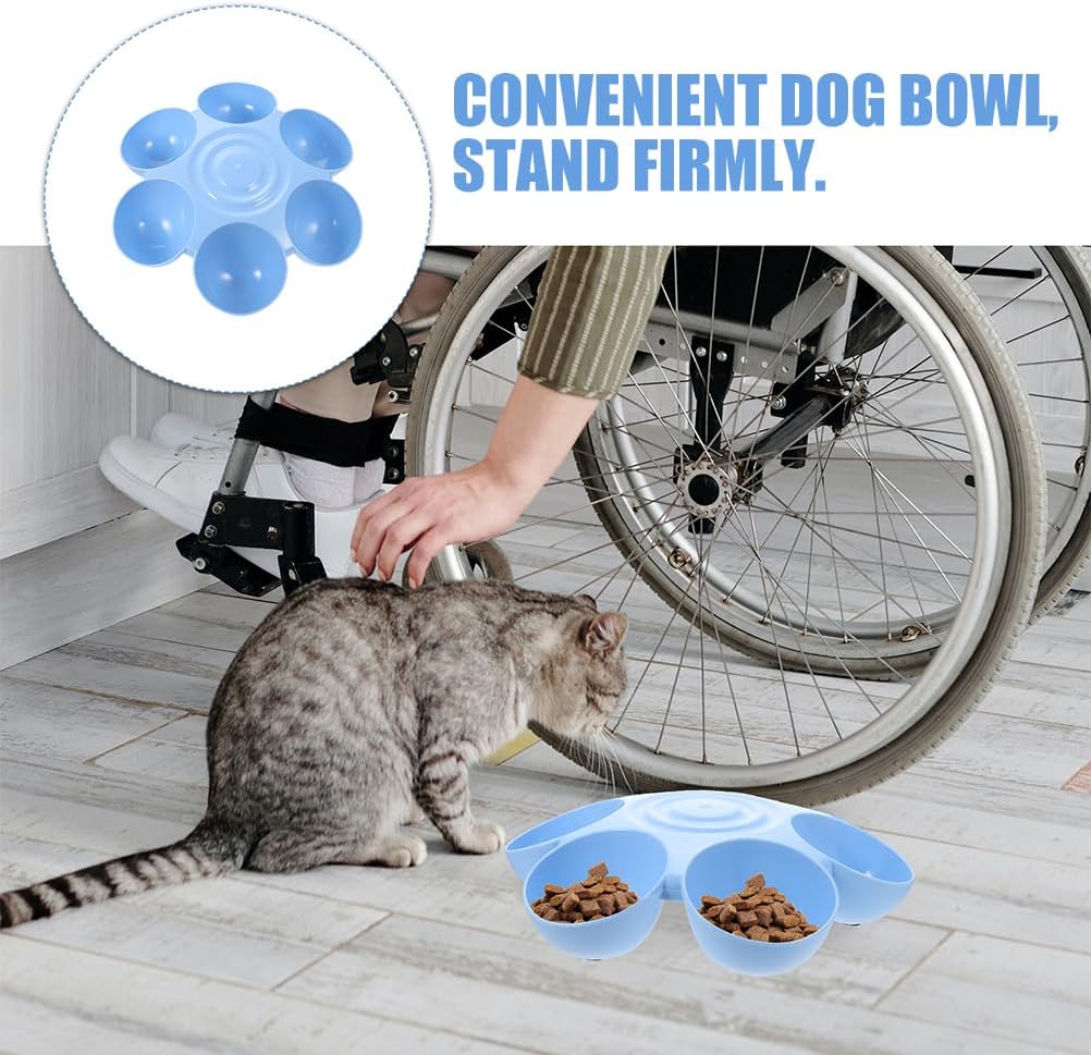POPETPOP 2pcs Cat Food Water Bowls Plastic Dog Cat Feeder Bowls Multi- Feeder 6-Meal Kitten Food Dishes Petals Shaped Dog Bowl Blue