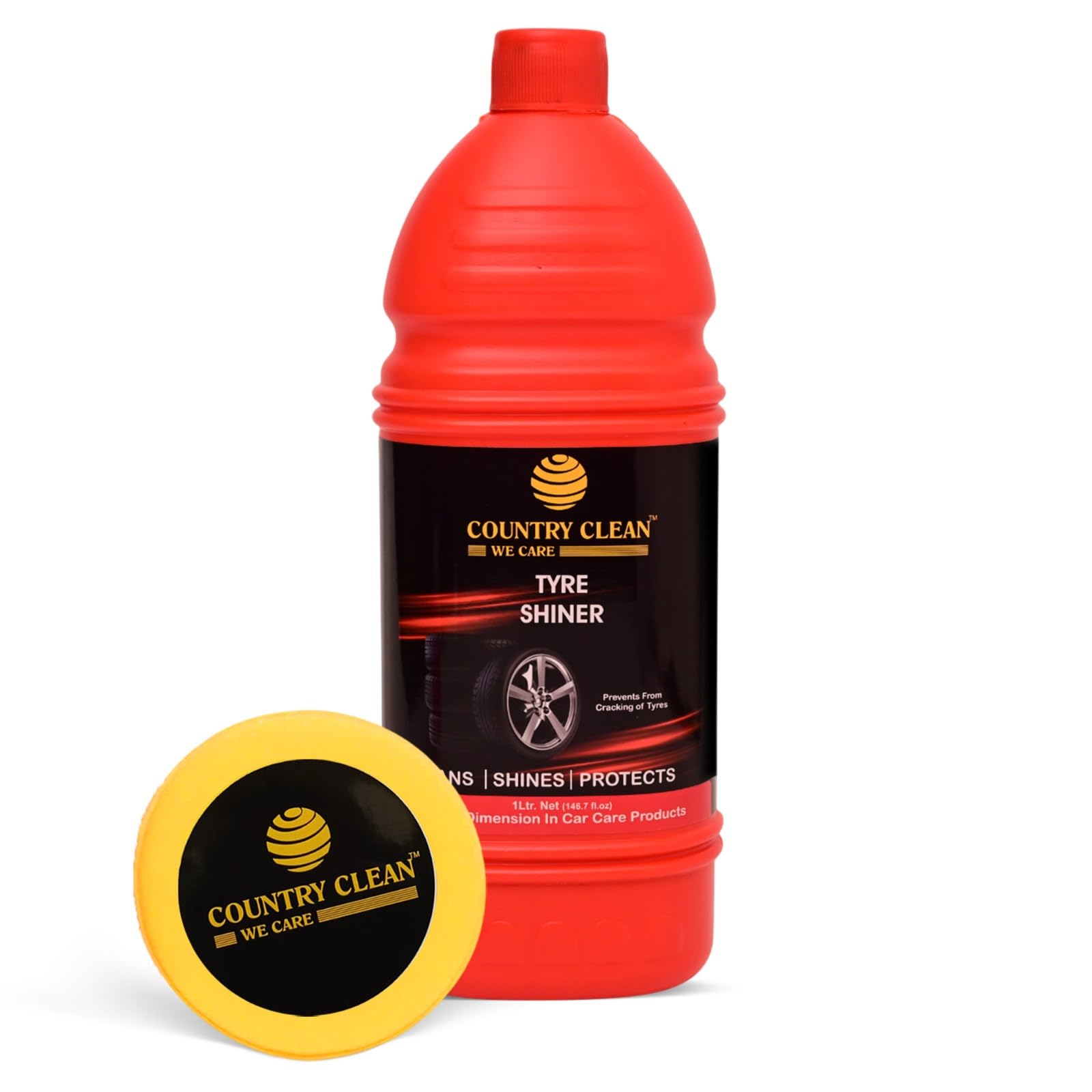 Country Clean Tyre Shiner for Car and Bike with Applicator, Deep Gloss Finish for Car & Bike Tyres, Long-Lasting Shine & Protection, Non-Greasy Tyre Polish – 1L-image-21