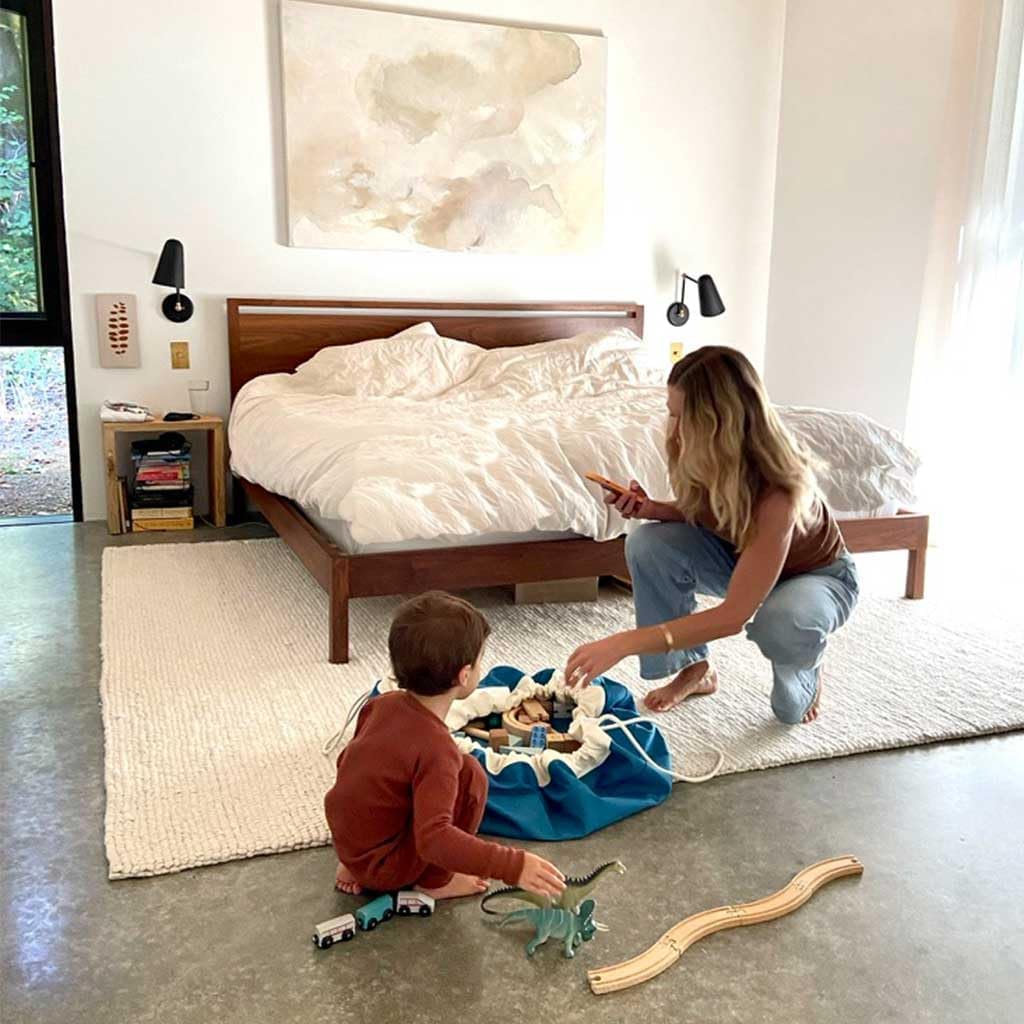 Swoop Bags - Durable Toy Storage Drawstring Bag - Ideal for Small Toys - Organizer and Play Mat - Cool Storage For Kids Rooms and Playrooms - BLUE