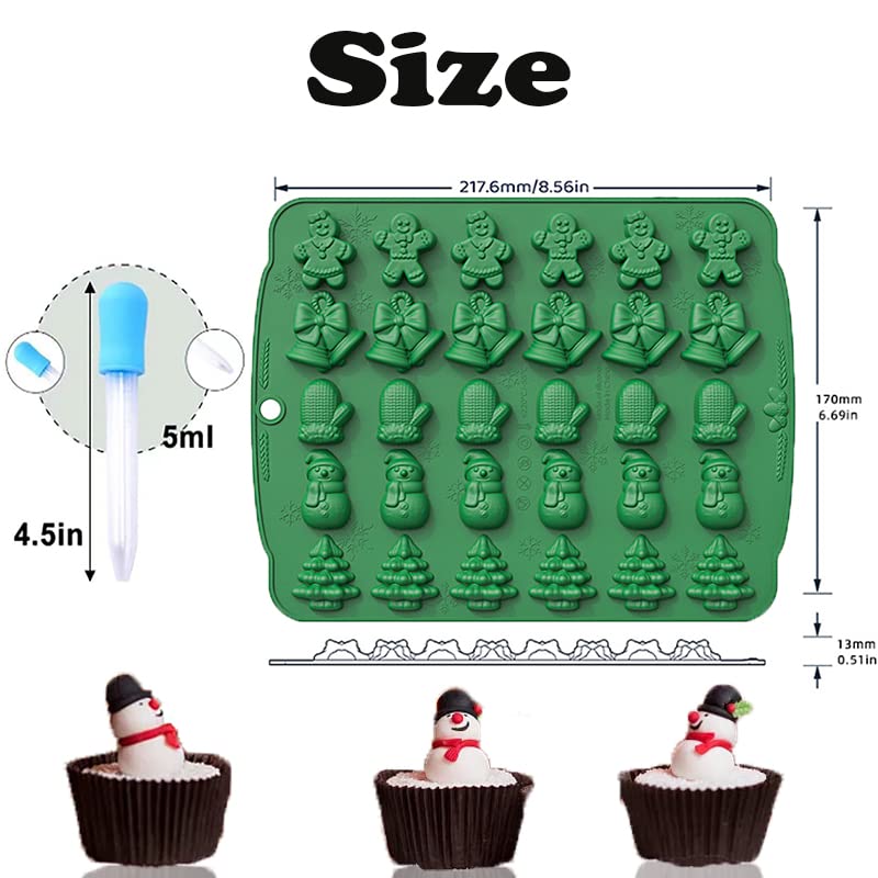 2 Stampi In Silicone Per Cioccolato Di Natale – Forme: Muffole, Pupazzi, Alberi, Campane – Marrone - 3